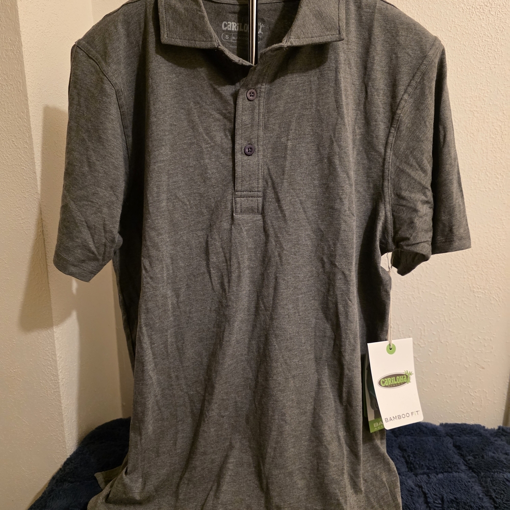 Cariloha Bamboo Blend Gray Men's Polo Shirt-Size Small
